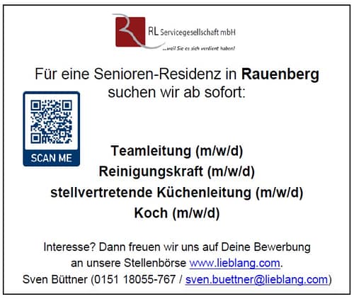Pflegefach- und Hilfskräfte - Teamleitung - Reinigungkraft - stellvertretende Küchenleitung - Koch gesucht