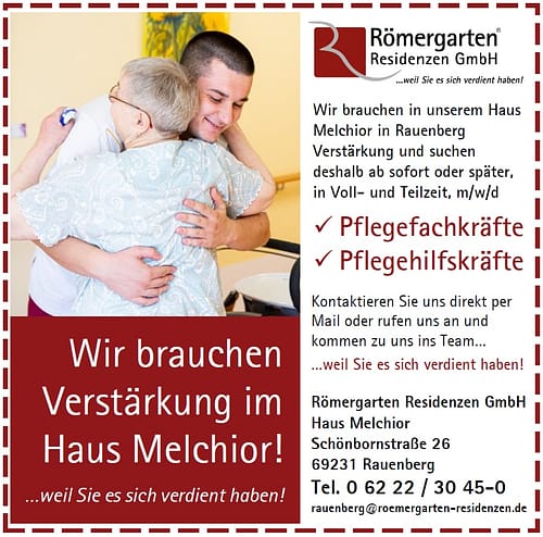 Rauenberg - Pflegefachkräfte - Pflegehilfskräfte gesucht